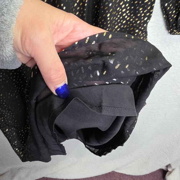 RIHOAS Black Gold Metallic Long Sleeve V Neck Midi Dress XL - Picture 14 of 16